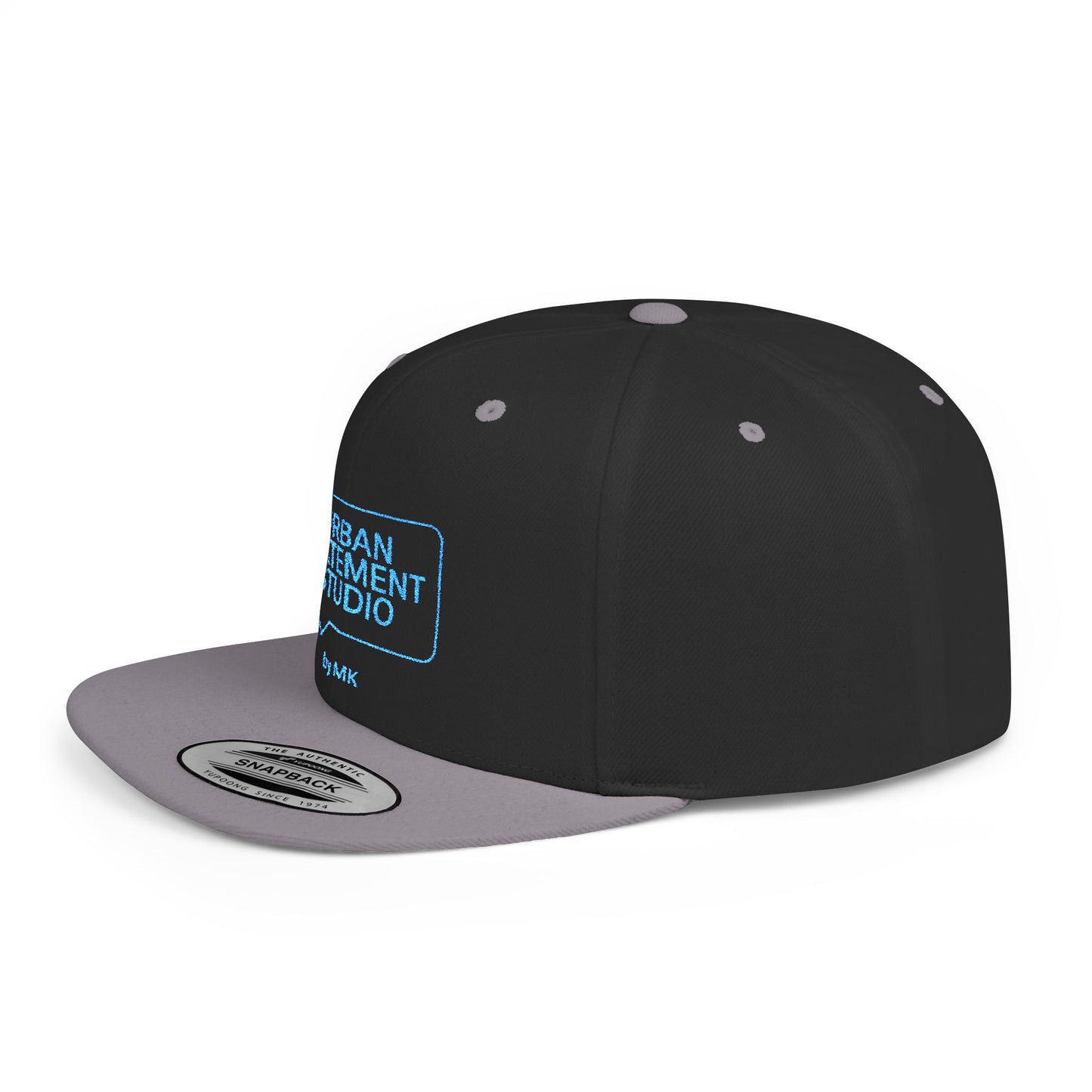 All colors Urban Statement Studio Flat Bill Snapback Hat, Cool Streetwear Cap for Urban Style, Gift for Trendsetters, Hip Hop Fashion Accessory