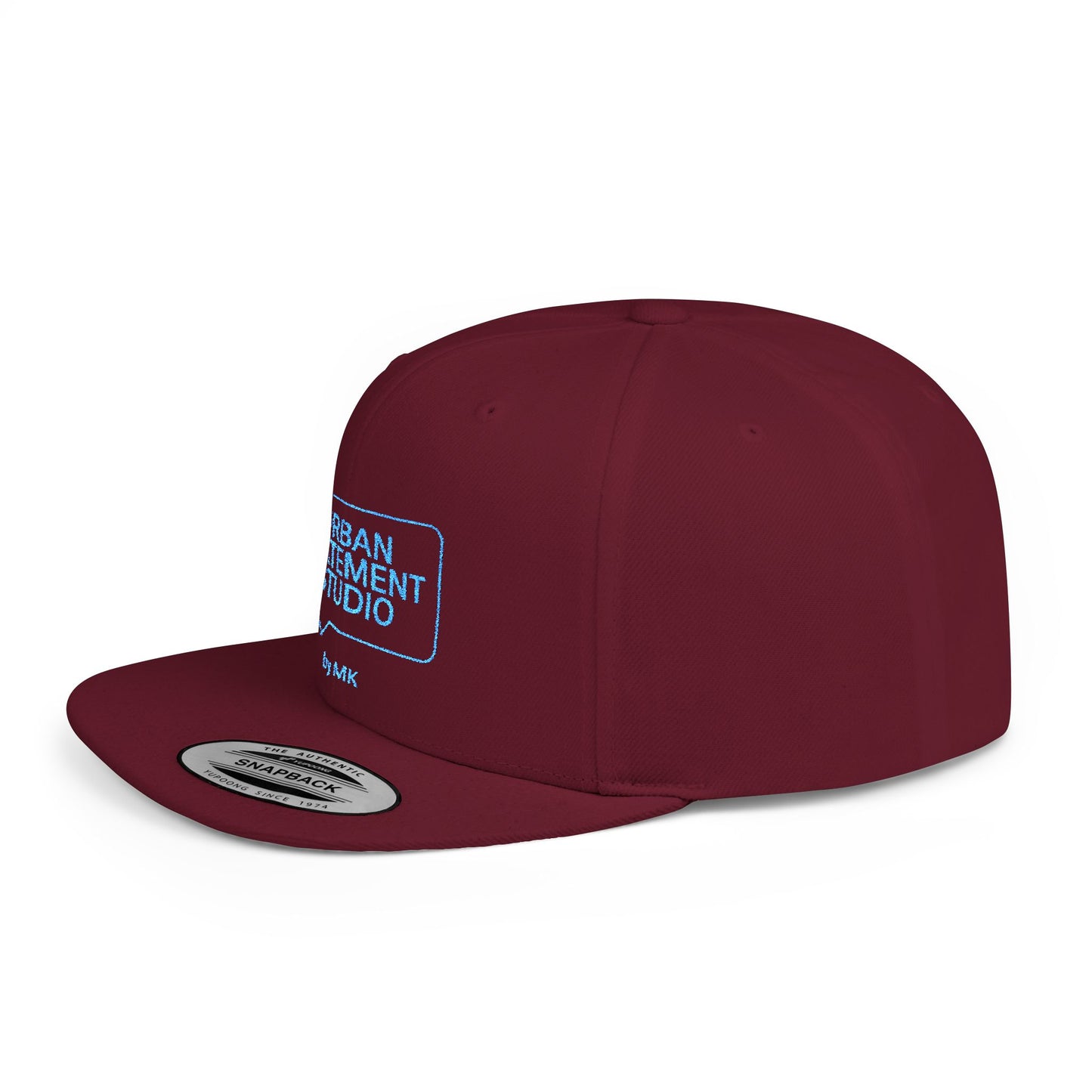 All colors Urban Statement Studio Flat Bill Snapback Hat, Cool Streetwear Cap for Urban Style, Gift for Trendsetters, Hip Hop Fashion Accessory