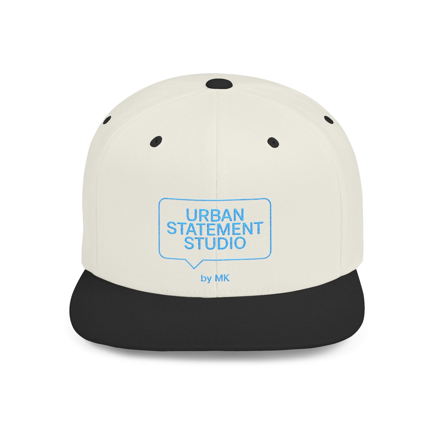 All colors Urban Statement Studio Flat Bill Snapback Hat, Cool Streetwear Cap for Urban Style, Gift for Trendsetters, Hip Hop Fashion Accessory