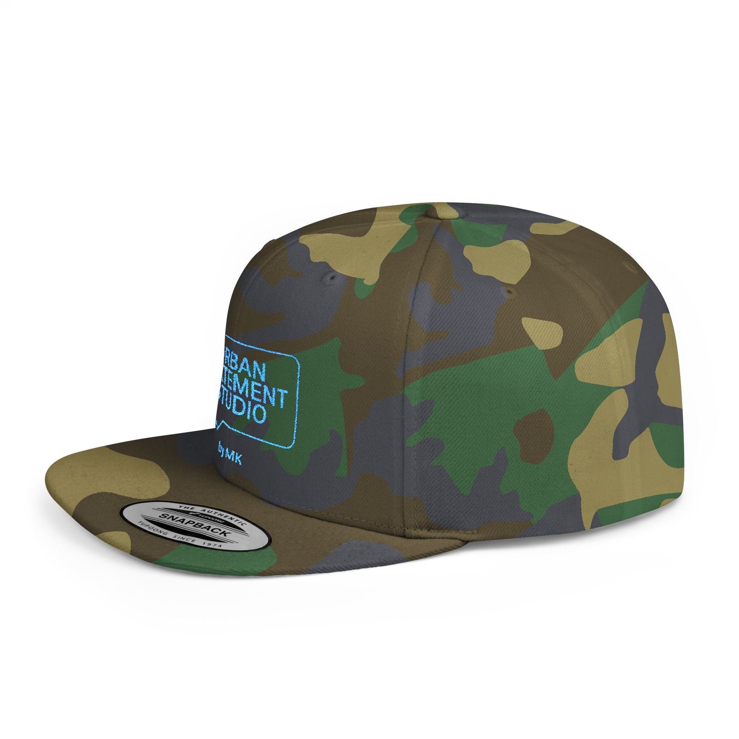 All colors Urban Statement Studio Flat Bill Snapback Hat, Cool Streetwear Cap for Urban Style, Gift for Trendsetters, Hip Hop Fashion Accessory