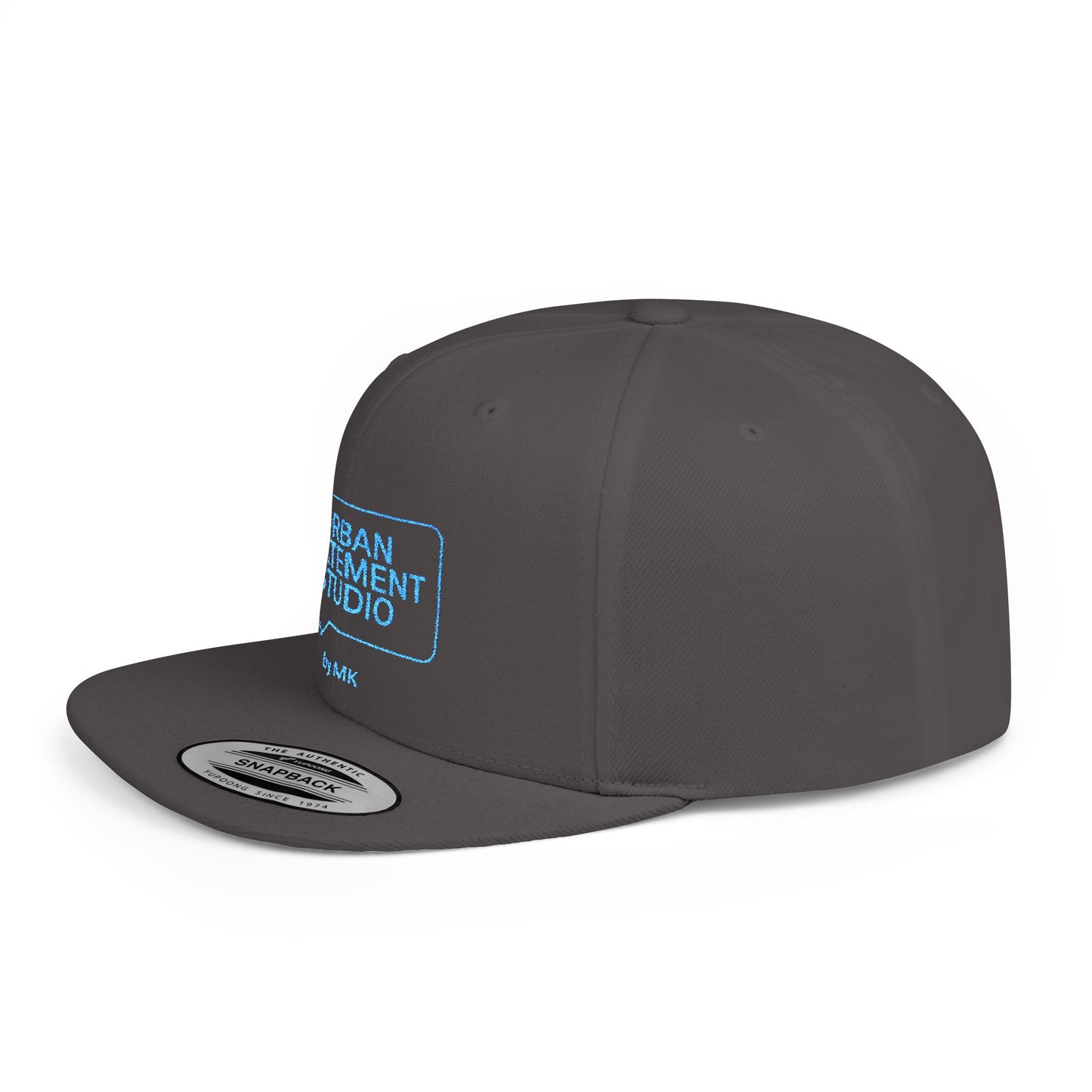 All colors Urban Statement Studio Flat Bill Snapback Hat, Cool Streetwear Cap for Urban Style, Gift for Trendsetters, Hip Hop Fashion Accessory
