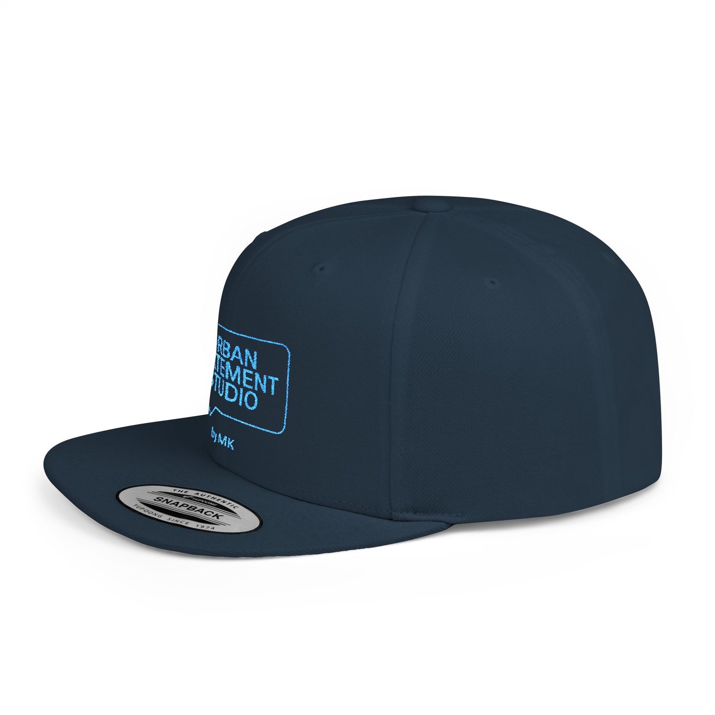 All colors Urban Statement Studio Flat Bill Snapback Hat, Cool Streetwear Cap for Urban Style, Gift for Trendsetters, Hip Hop Fashion Accessory