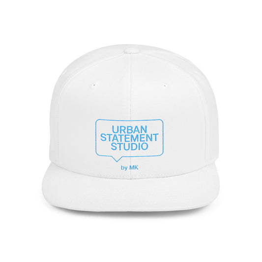All colors Urban Statement Studio Flat Bill Snapback Hat, Cool Streetwear Cap for Urban Style, Gift for Trendsetters, Hip Hop Fashion Accessory