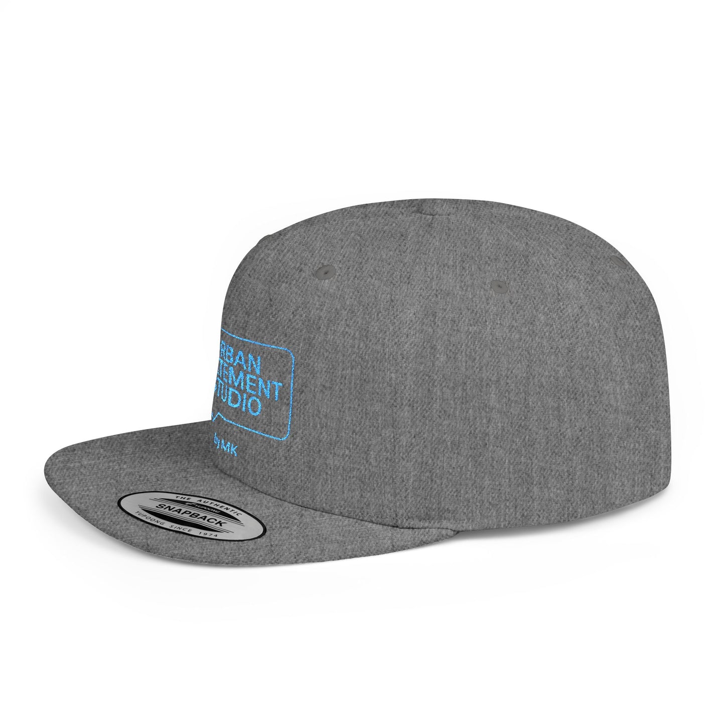 All colors Urban Statement Studio Flat Bill Snapback Hat, Cool Streetwear Cap for Urban Style, Gift for Trendsetters, Hip Hop Fashion Accessory
